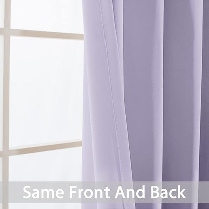 Yakamok Light Blocking Room Darkening Thermal Curtains - Blackout Curtains with Grommet Top for Bedroom/Living Room (62Wx84L, Lilac, 2 Panels)