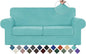 WEERRW Velvet Couch Covers for 2 Cushion Couch Sofa - High Stretch Luxury Velvet Plush 3 Pieces Sofa Slipcovers with Elastic Bottom, Furniture Protector for Pets, Machine Washable, Aqua, Medium