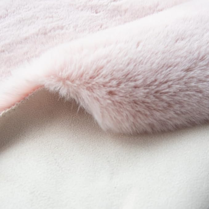 ORINOVA Pink Fluffy Washable Faux Rabbit Fuzzy Fur Area Rugs for Bedroom Large Furry Rugs for Living Room 2x10 Runner Nursery Rug Home Décor