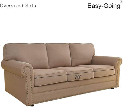 Easy-Going Reversible Oversized Couch Cover for 3 Cushion Couch Sofa Cover for Dogs Water Resistant Furniture Protector Cover with Foam Sticks for Pet (Oversized Sofa, Army Green/Beige)