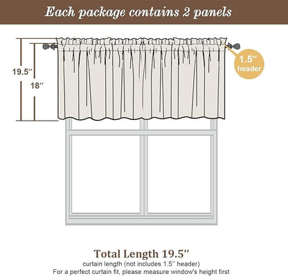 Chyhomenyc Sheer Valances for Windows 2 Pack, Small Window Curtains for Living Room Bathroom Cafe Laundry Basement, Modern Top Dual Rod Pocket Voile Curtain, 42W x 18L inches, Orange