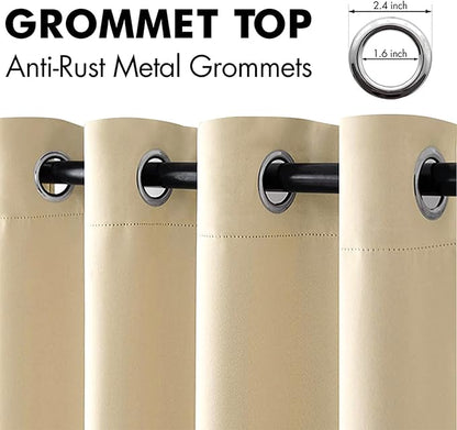 MIULEE 63" Long Room Darkening Curtains Thermal Insulated Drapes Solid Window Treatment Set Grommet Top Light Blocking Blackout Curtain for Living Room/Bedroom 2 Panels Cream Beige