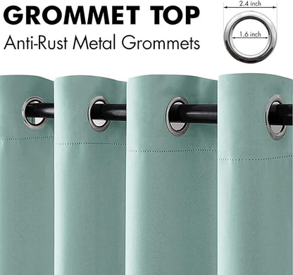 MIULEE Blackout Curtains 96 Inches Long for Bedroom Living Room Thermal Insulated Room Darkening Grommet Top Solid Light Blocking Drapery Set of 2 Window Panels Aqua