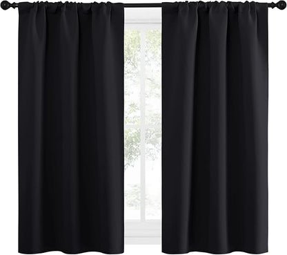NICETOWN Black Out Curtain Panels for Kitchen - Energy Smart Decoration Thermal Insulating Blackout Drapes/Draperies for Small Window (2 Panels, 34 in x 54 in (W x L))