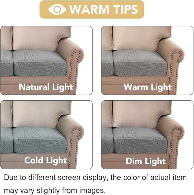 H.VERSAILTEX Super Stretch Individual Seat Cushion Covers Sofa Covers Couch Cushion Covers Slipcover Sets Thick Jacquard Textured Twill Fabric (1 Piece Chair Cushion Cover, Dove)