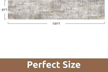AMOAMI 2 x 10 Hallway Runner Rug Non Slip Super Soft Long Runner Rugs Machine Washable Low Pile Modern Abstract Runners for Hallways for Bedroom Laundry Room Kitchen, Beige