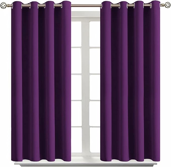 BGment Blackout Curtains - Grommet Thermal Insulated Room Darkening Bedroom and Living Room Curtain, Set of 2 Panels (52 x 45 Inch, Royal Purple)