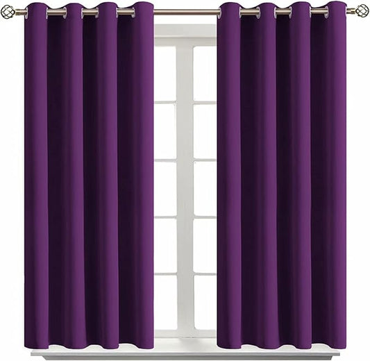 BGment Blackout Curtains - Grommet Thermal Insulated Room Darkening Bedroom and Living Room Curtain, Set of 2 Panels (52 x 45 Inch, Royal Purple)