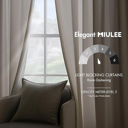 MIULEE Velvet Curtains 96 inches - Luxury Curtains for Bedroom Living Room Thermal Insulated Super Soft Room Darkening Window Drapes Rod Pocket & Back Tab, Ivory, W52 x L96 inches, 2 Panels