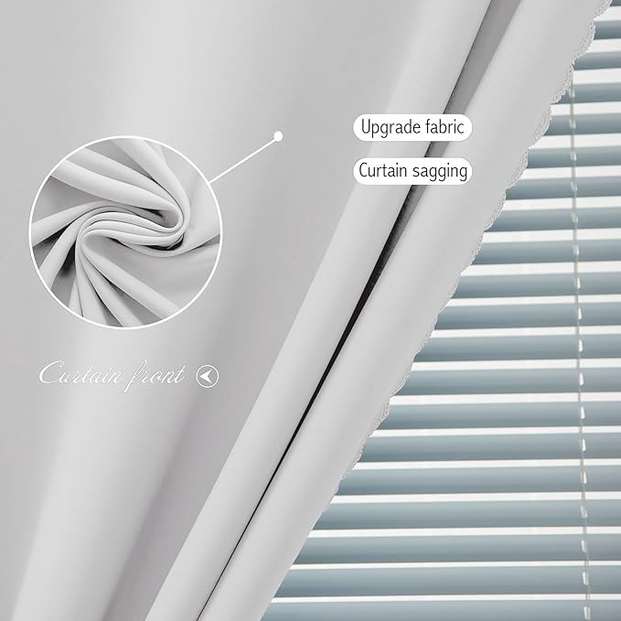 Blackout Curtains for Bedroom Sticky Curtain Blackout Window Cover Self Adhesive Curtains Rod No Drillng, 59" W X 84" L, Light Grey, 1 Panel