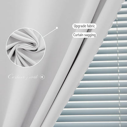 Blackout Curtains for Bedroom Sticky Curtain Blackout Window Cover Self Adhesive Curtains Rod No Drillng, 47" W X 71" L, Light Grey, 1 Panel