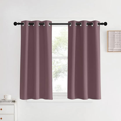 NICETOWN Room Darkening Short Curtain Panels for Cafe, Dry Rose, 2 Panels, W34 x L40 -inch, Thermal Insulated Grommet Room Darkening Draperies/Drapes for Window