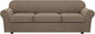 H.VERSAILTEX 4 Piece Stretch Sofa Covers for 3 Cushion Couch Covers for Living Room Furniture Slipcovers (Base Cover Plus 3 Seat Cushion Covers) Thicker Jacquard Fabric (Large Sofa, Macchiato)