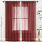 SpaceDresser Basic Rod Pocket Sheer Voile Window Curtain Panels Burgundy 1 Pair 2 Panels 52 Width 90 Inch Long for Kitchen Bedroom Children Living Room Yard(Burgundy,52 W x 90 L)