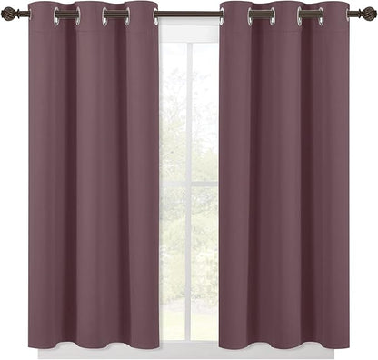 NICETOWN Modern Blackout Curtains Noise Reducing, Thermal Insulated and Privacy Room Darkening Drape Panels for Boy's Guest Room Door Small Short Window (Dry Rose, 2 Panels, W42 x L45 -Inch)
