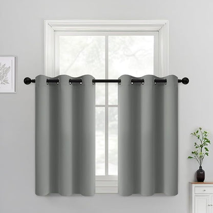 Yakamok Dove Grey Room Darking 36 Inch Length 2 Panel Sets for Livingroom Dining Room Darkening Thermal Insulated Bay Window Hotel Modern Elegant Black Out Sunblock Curtins/Bedroom,38 x 36 Inches