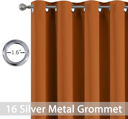 Yakamok Blackout Patio Curtains 100x84 Inches for Sliding Door Extral Wide Blackout Curtain Panels Thermal Insulated Room Divider - Grommet Top, 7' Tall by 8.3' Wide -Burnt Orange
