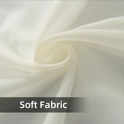 youleyar Solid Sheer Rod Pocket Curtain Voile Draperies 2 Panels White Beige Black Grey Coffee 70 Inch Width 84 Inch Long 1 Pair for Kitchen Bedroom Children Living Room Yard(Ivory,70Wｘ84L)