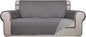 PureFit Reversible Quilted Sofa Cover, Water Resistant Slipcover Furniture Protector, Washable Couch Cover with Non Slip and Elastic Straps for Kids, Dogs, Pets (Oversized Loveseat, Gray/Light Gray)
