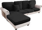 Couch Cover 4-Piece Elastic Velvet Couch Cushion Covers & Chaise Slipcovers for L-Shaped Sofas, Sofa Seat Covers Washable, Soft Cover for Couches (3 Seater + Chaise, Black)
