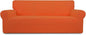 Easy-Going Stretch Oversized Sofa Slipcover 1-Piece Sofa Cover Furniture Protector Couch Soft with Elastic Bottom for Kids, Polyester Spandex Jacquard Fabric Small Checks Orange