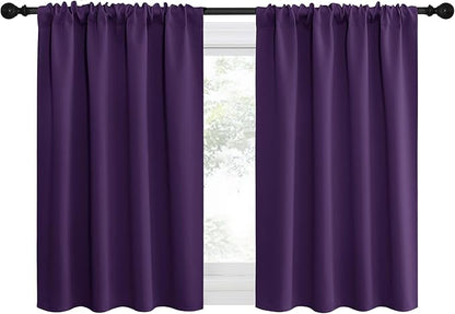 NICETOWN 2 Panels Blackout Curtains, Rod Pocket Thermal Insulated Drapes for Kitchen, Heavy Duty Small Window Treatment for Dorm Room, Studio Apartment, Basement (Royal Purple, W42 x L30)
