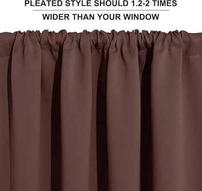 RYB HOME Cafe Blackout Curtains 24 inch Length, RV Curtains for Camper Windows, Mini Short Small Insulating Light UV Blocking Privacy Half Window Tiers, Width 29 by Length 24, Chocolate Brown, 2 Pcs