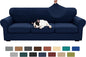 XINEAGE 2026 New 4 Pieces Extra Large Couch Covers for 3 Cushion Sofa Super Stretch Sofa Cover for 3 Large Seat Cushion Universal Slip Cover for Living Room (Navy Blue), 91"-110"(3 Cushions)