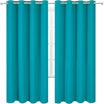 LEMOMO Blackout Curtains 66 x 72 Inch Long Teal Curtains Set of 2 Panels Room Darkening Curtains for Bedroom and Living Room
