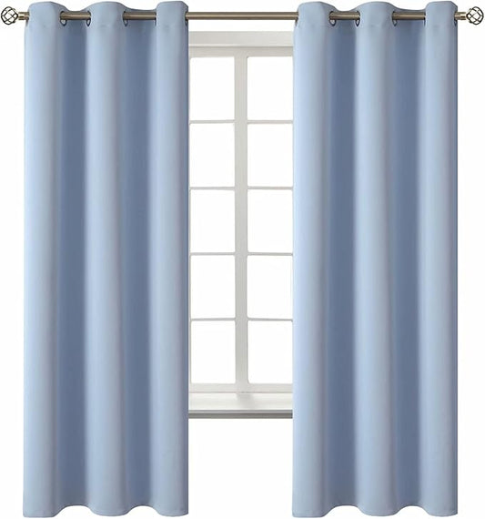 BGment Blackout Curtains for Living Room - Grommet Thermal Insulated Room Darkening Curtains for Bedroom, 2 Panels of 42 x 63 Inch, Spa Blue