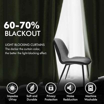 MIULEE Velvet Curtains Sage Green Elegant Grommet Curtains Thermal Insulated Soundproof Room Darkening Curtains/Drapes for Classical Living Room Bedroom Decor 52 x 63 Inch Set of 2