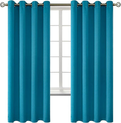 BGment Blackout Curtains - Grommet Thermal Insulated Room Darkening Bedroom and Living Room Curtains, Set of 2 Panels (52 x 72 Inch, Peacock Blue)