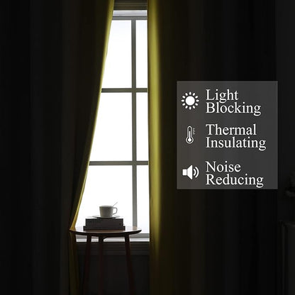 Estelar Textiler Yellow and Grey Ombre Blackout Curtains 90 Inch Length 2 Panels Set, Thermal Insulated Drapes for Bedroom, Full Room Darkening Grommet Gradient Curtains for Living Room,52Wx90L