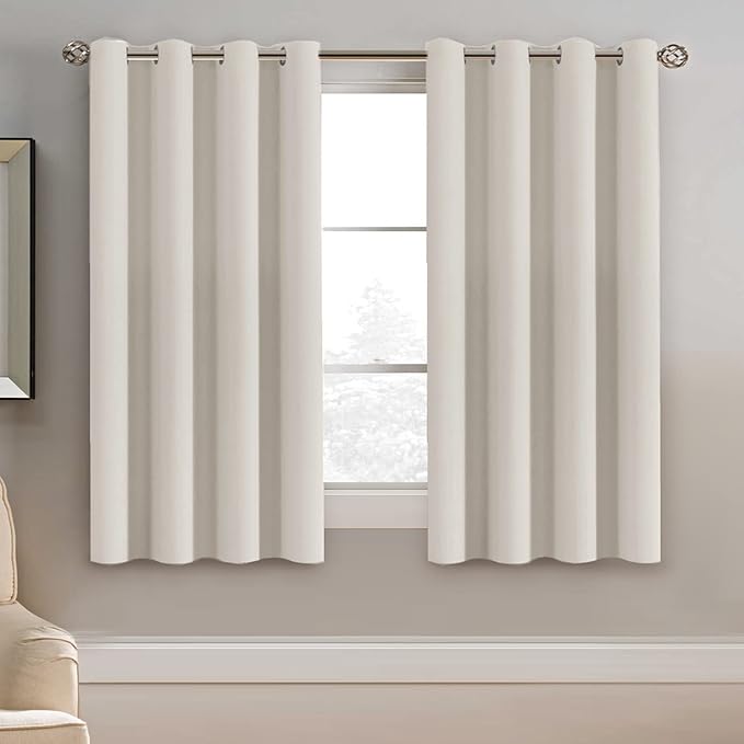 H.VERSAILTEX Light Blocking Curtain for Living Room Thermal Insulated Window Treatment Panel/Drape for Dining Room, Elegant Soft Curtain for Bedroom Grommet Top One Panel (Ivory - 52x54 Inches)