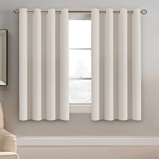 H.VERSAILTEX Light Blocking Curtain for Living Room Thermal Insulated Window Treatment Panel/Drape for Dining Room, Elegant Soft Curtain for Bedroom Grommet Top One Panel (Ivory - 52x54 Inches)