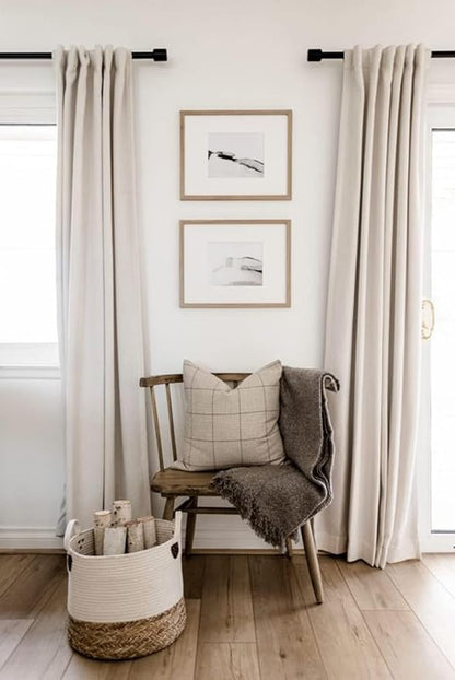100% Blackout Shield Linen Blackout Curtains for Bedroom 96 Inches Long, Back Tab/Rod Pocket Living Room Drapes, Thermal Insulated Blackout Curtains 2 Panels Set, 50" W x 96" L,Cream