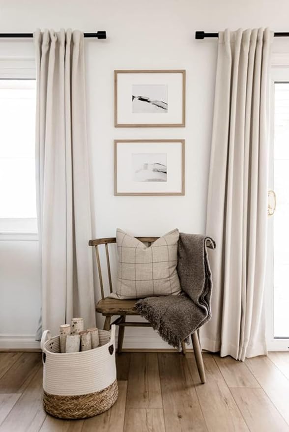 100% Blackout Shield Linen Blackout Curtains for Bedroom 72 Inches Long, Back Tab/Rod Pocket Living Room Drapes, Thermal Insulated Blackout Curtains 2 Panels Set, 50" W x 72" L,Cream