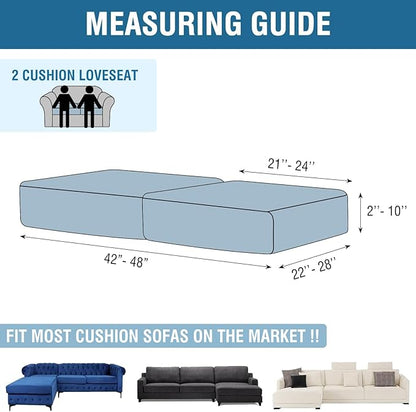 Couch Cover Stretch Velvet Sofa Cushion Cover 2-Piece - Elastic Washable Slipcover for Seat or Backrest, Couch Seat Covers for Sofas (Coffee)