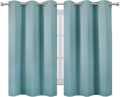LEMOMO Stone Blue Blackout Curtains/38 x 54 Inch/Set of Two Panels Grommet Living Room Curtains