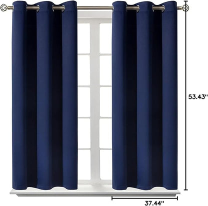 BGment Blackout Curtains for Bedroom - Grommet Thermal Insulated Room Darkening Curtains for Living Room, Set of 2 Panels (38 x 54 Inch, Navy Blue)