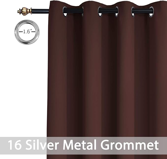 Yakamok Blackout Drapes for Sliding Glass Door - Thermal Insulated Door Blinds,Room Darkening Room Divider Window Curtain for Bedroom/Living Room(Chocolate Brown, 100 inches x 84 inches)