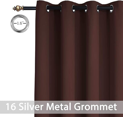 Yakamok Blackout Drapes for Sliding Glass Door - Thermal Insulated Door Blinds,Room Darkening Room Divider Window Curtain for Bedroom/Living Room(Chocolate Brown, 100 inches x 84 inches)