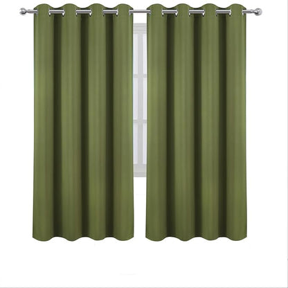 LEMOMO Blackout Curtains 66 x 72 Inch Long Olive Green Curtains Set of 2 Panels Room Darkening Curtains for Bedroom and Living Room