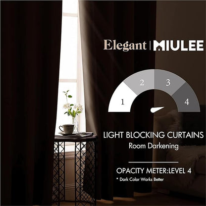 MIULEE Blackout Curtains 96 Inches Long for Bedroom Living Room Thermal Insulated Room Darkening Grommet Top Solid Light Blocking Drapery Set of 2 Window Panels Chocolate Brown