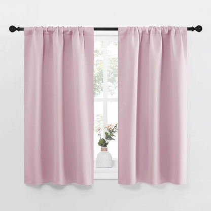 NICETOWN Kitchen Curtains Thermal Insulated Curtains & Drapes, Small Window Blackout Curtain Panels for Girls Room (Lavender Pink, 34 in x 45 in (W x L), 2 Panels)