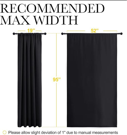 NICETOWN Black Out Window Curtains - Solid Home Decor Thermal Insulated Blackout Drapes/Draperies for Bedroom, Privacy Assured Window Treatment (2 Panels, 52 inches Wide by 95 inches Long)