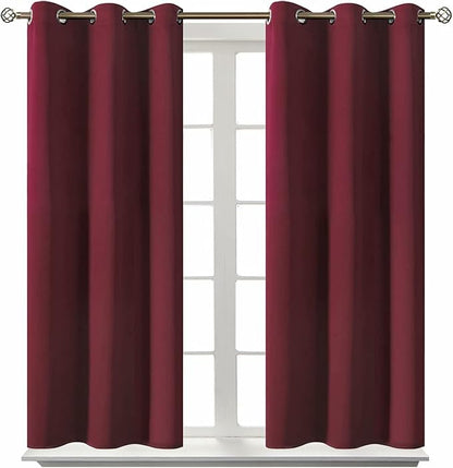 BGment Blackout Curtains for Bedroom - Grommet Thermal Insulated Room Darkening Curtains for Living Room, Set of 2 Panels (38 x 45 Inch, Burgundy)