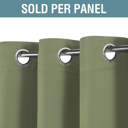 H.VERSAILTEX Blackout Curtain for Living Room Small Window Kitchen Blackout Curtains 45 inch Length Energy Saving Solid Grommet Blackout Drape, One Panel, Sage, 52" W x 45" L
