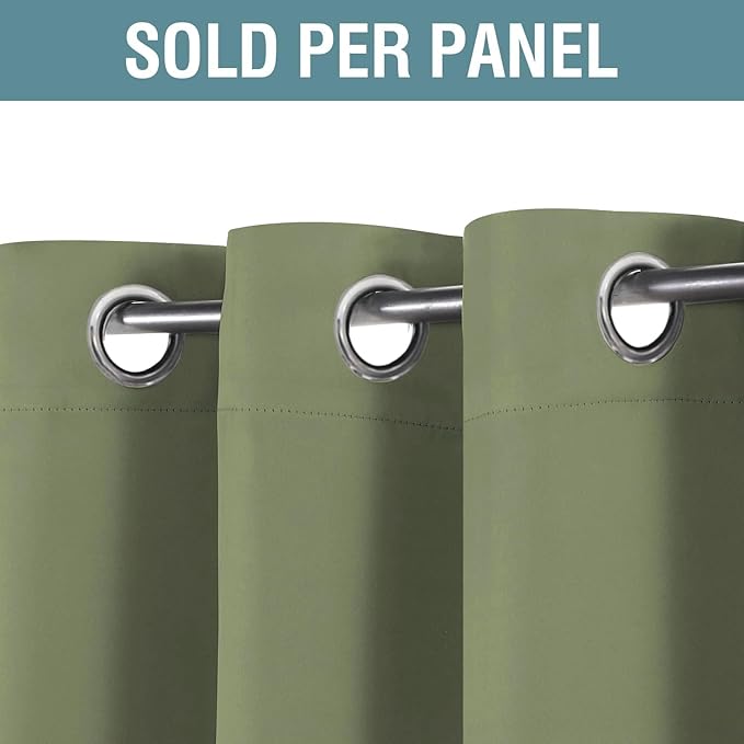 H.VERSAILTEX Blackout Curtains Grommet Thermal Insulated Room Darkening Curtains for Bedroom and Living Room Energy Saving Solid Blackout Curtains, 1 Panel (52 x 108 Inch, Sage)