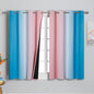Ombre Pink and Blue Blackout Curtains 45 Inches Long, Full Light Blocking Curtains for Bedroom, Wavy Line Pattern Grommet Thermal Insulated Gradient Drapes for Living Room,52x45 Inch, 2 Panels